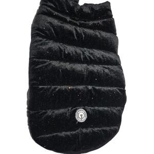 Fab Dog Pet Apparel Soft Velvety Puffer Coat Jacket Black Rainbow Sparkles L